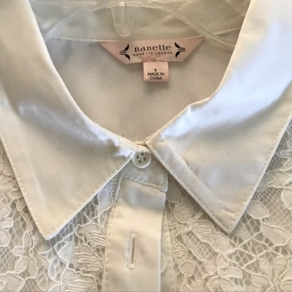 Nanette Lepore Women's White Floral Lace Cotton Dress. Quiet Luxury Academia Sz8 - Picture 12 of 13